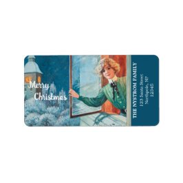 Etiqueta Vintage Jenny Nyström Personalizado Feliz Navidad