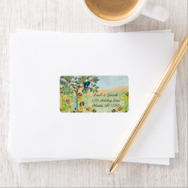 Etiqueta Vintage Lovebirds Romantic Tree Damask Hills RSVP