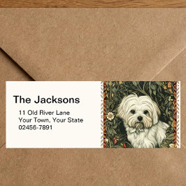 Etiqueta Vintage Maltese or Bichon Frise puppy Dog