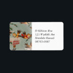 Etiqueta Vintage Merry Christmas Birds<br><div class="desc">El retro lindo deslumbra vestidos como humanos en una variedad de poses. Un pájaro pequeño con una bufanda se cuelga sobre una caja de correo de "Feliz Navidad".</div>