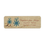 Etiqueta Vintage,Merry Christmas,Blue Snowflakes<br><div class="desc">Blue snowflakes on burlap background. An elegant and sophisticated designe.Costumize with your name and address details.</div>