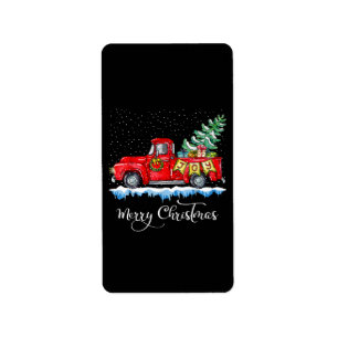 Etiqueta Vintage Merry Christmas Red Truck Old Fashioned Ch
