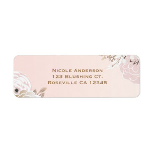 Etiqueta Vintage Modern Pink & Gold Floral Bridal Shower