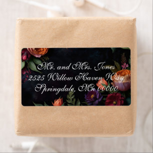 Etiqueta Vintage moody rosas de boho floral oscuro