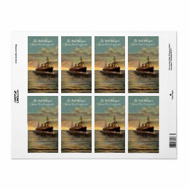 Etiqueta Vintage Nautical Steamship Oceanic Art Bookplate