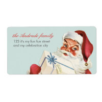 Vintage Navidad Jolly Santa Azul festividad roja