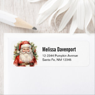 Etiqueta Vintage Navidad Santa Claus Sonriendo