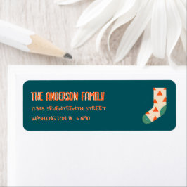 Etiqueta Vintage Navidades azules ilustrados sock invernal