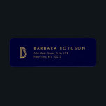 ETIQUETA VINTAGE ORO MODERNO Y NAVY LOGO MONOGRAM INICIAL<br><div class="desc">Coordina con la plantilla de la tarjeta de presentación del LOGO MONOGRAM INICIAL VINTAGE MODERN GOLD y NAVY a las 12.00 horas. La inicial estilizada para su nombre se convierte en un logotipo clásico y moderno en estas etiquetas de dirección de retorno personalizadas. © 1201AM CREATIVE</div>