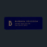 ETIQUETA VINTAGE ORO MODERNO Y NAVY LOGO MONOGRAM INICIAL<br><div class="desc">Coordina con la plantilla de la tarjeta de presentación del LOGO MONOGRAM INICIAL VINTAGE MODERN GOLD y NAVY a las 12.00 horas. La inicial estilizada para su nombre se convierte en un logotipo clásico y moderno en estas etiquetas de dirección de retorno personalizadas. © 1201AM CREATIVE</div>