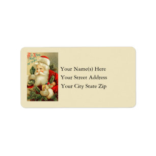 Etiqueta Vintage Papá Noel con los juguetes