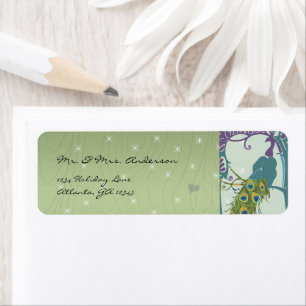 Etiqueta Vintage Peacock Green Wood Grain Con Dirección Sta