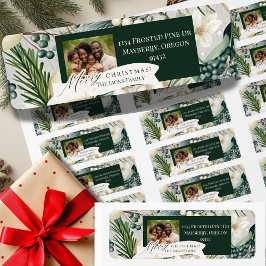 Etiqueta Vintage Pine Ivory Blue Navidades Dirección de Reg