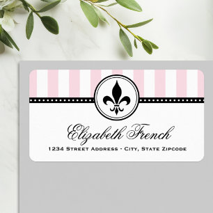 Etiqueta Vintage Pink French Fleur De Lis Return Address