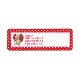 Etiqueta Vintage Poodle And Red Hearts