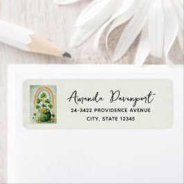 Etiqueta Vintage Pot of Gold and Rainbow Address