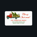 Etiqueta Vintage Red Truck Merry Christmas Tree Address<br><div class="desc">Camión Rojo Vintage brillante con el Pegatina de la dirección de felicitación navideña con la frase de personalizable "Feliz Navidad" puedes cambiar a "Feliz Año Nuevo" o "Felices Fiestas" y otros. Más Navidades destacados Deseando tarjetas que puedes encontrar en mi tienda Zazzle PatterndígitoPics o escribirme por correo electrónico a t.dyomushkina@gmail.com,...</div>