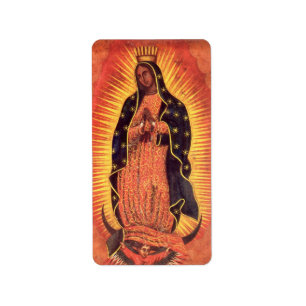 Etiqueta Vintage Religión Virgen María Nuestra Señora de Gu