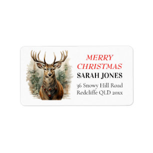 Etiqueta Vintage reno Cute Merry Christmas Wiers