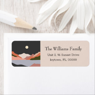Etiqueta Vintage Retro Landscape Return Address Label
