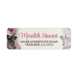 Etiqueta Vintage Roses rosados 90.ª dirección de regreso al