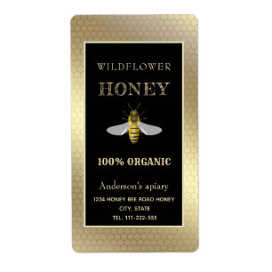 Etiqueta Vintage rustic gold  honey bee honey jar