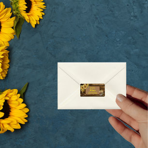 Etiqueta Vintage Rustic Sunflowers Country Return address