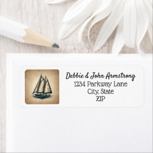 Etiqueta Vintage Sailboat Sailor Nautical Return Address