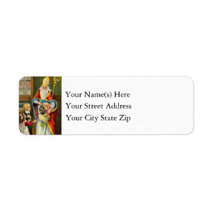 Etiqueta Vintage San Nicolás con hijos en Navidades