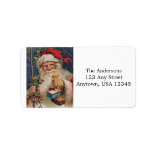 Etiqueta Vintage Santa con Presentes
