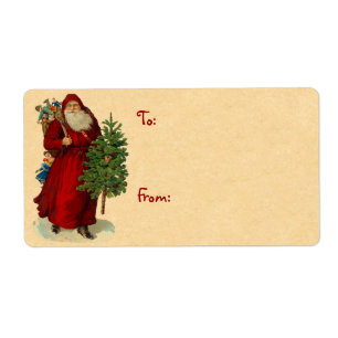 Etiqueta Vintage Santa Navidades Labs