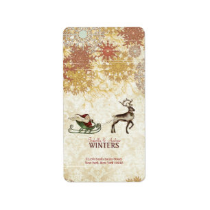 Etiqueta Vintage Santa y reno
