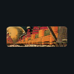 Etiqueta Vintage Science Ficción Futurista City Volador Aut<br><div class="desc">Imagen de ficción de ilustracion de viajes y transporte con historietas clásicas retro de ciencia ficción en un entorno urbano con una ciudad del futuro. Los edificios arquitectónicos tienen forma de conos y los vehículos vuelan en el cielo como pájaros mientras las multitudes se mueven a través de la metrópolis....</div>