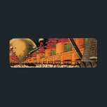 Etiqueta Vintage Science Ficción Futurista City Volador Aut<br><div class="desc">Imagen de ficción de ilustracion de viajes y transporte con historietas clásicas retro de ciencia ficción en un entorno urbano con una ciudad del futuro. Los edificios arquitectónicos tienen forma de conos y los vehículos vuelan en el cielo como pájaros mientras las multitudes se mueven a través de la metrópolis....</div>