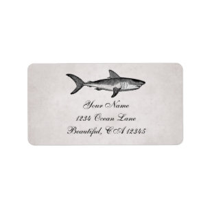Etiqueta Vintage Shark Ocean Beach