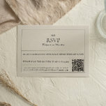 Etiqueta Vintage simple y moderna Tarjeta RSVP de<br><div class="desc">Este sencillo diseño combina a la perfección el encanto vintage con la comodidad moderna. La inclusión de un código QR agiliza el proceso RSVP, lo que permite a los clientes responder sin esfuerzo. El diseño clásico de las etiquetas complementa una variedad de temas bodas, ofreciendo un toque de nostalgia con...</div>