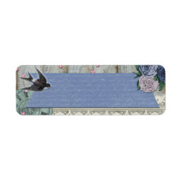 Etiqueta Vintage Swallow Bird Cobalto Azul Shabby Chic