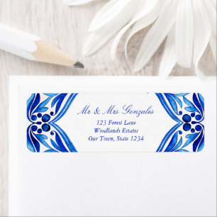 Etiqueta Vintage Talavera Azulejo boda de azulejos azules