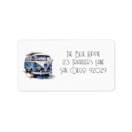 Etiqueta Vintage Van in Delft Blue personalizable