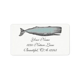 Etiqueta Vintage Victorian Whale Black, White Beach Address