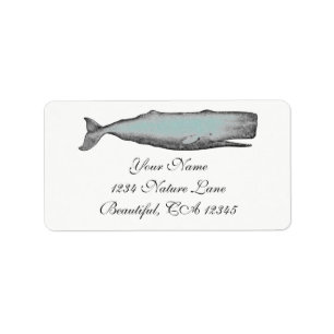 Etiqueta Vintage Victorian Whale Black, White Beach Address