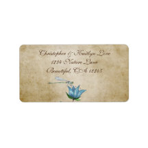 Vintage Watercolor Dragonfly Blue Floral Dirección