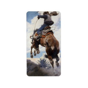 Etiqueta Vintage Western Cowboys, balanceado por NC Wyeth