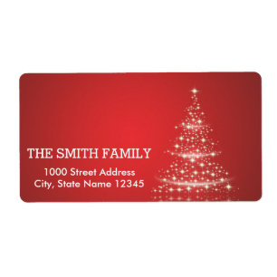 Etiqueta Vintage White Red Purpurina Navidad