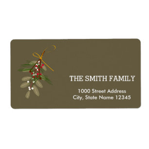 Etiqueta Vintage White Snow Christmas Tree Cherry Holiday