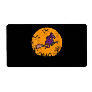 Etiqueta Vintage Witch Flamingo Costume Halloween