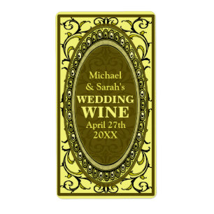 Etiqueta Vintage Yellow Victorian Boda Wine Labels