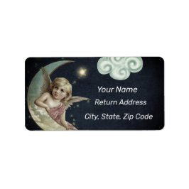 Etiqueta Vintage Young Angel on Moon Personalised Address