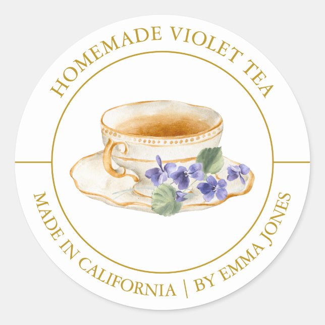 Etiqueta Violet Tea moderna (Anverso)