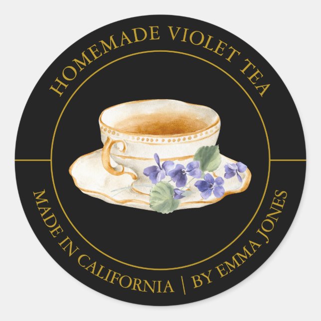 Etiqueta Violet Tea moderna (Anverso)